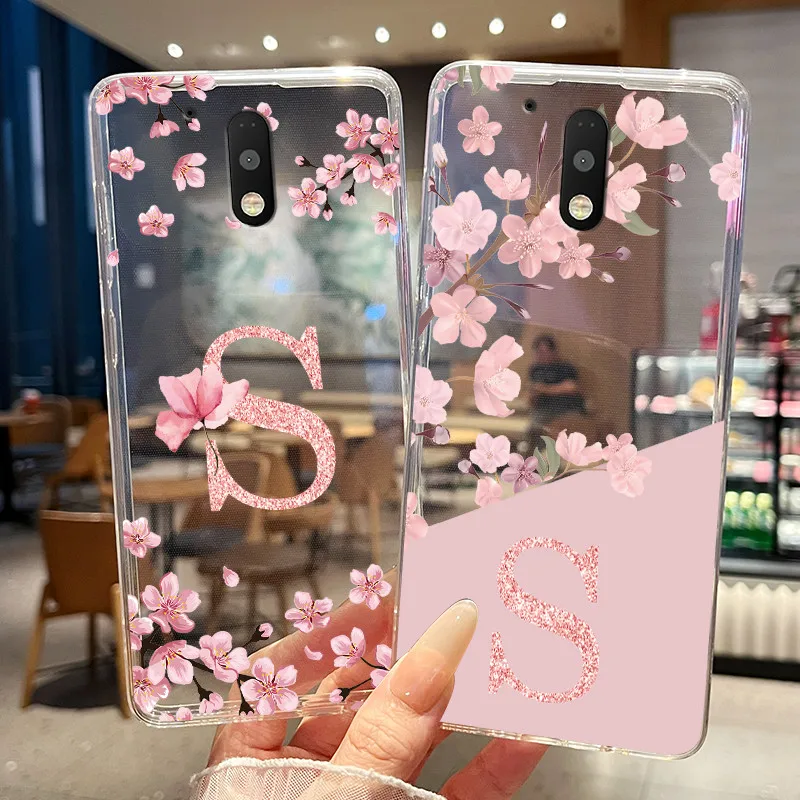 Capa de telefone para motorola moto g4, capa transparente com letras de flores, capa fina de silicone macio para casal, capa para moto g4 play