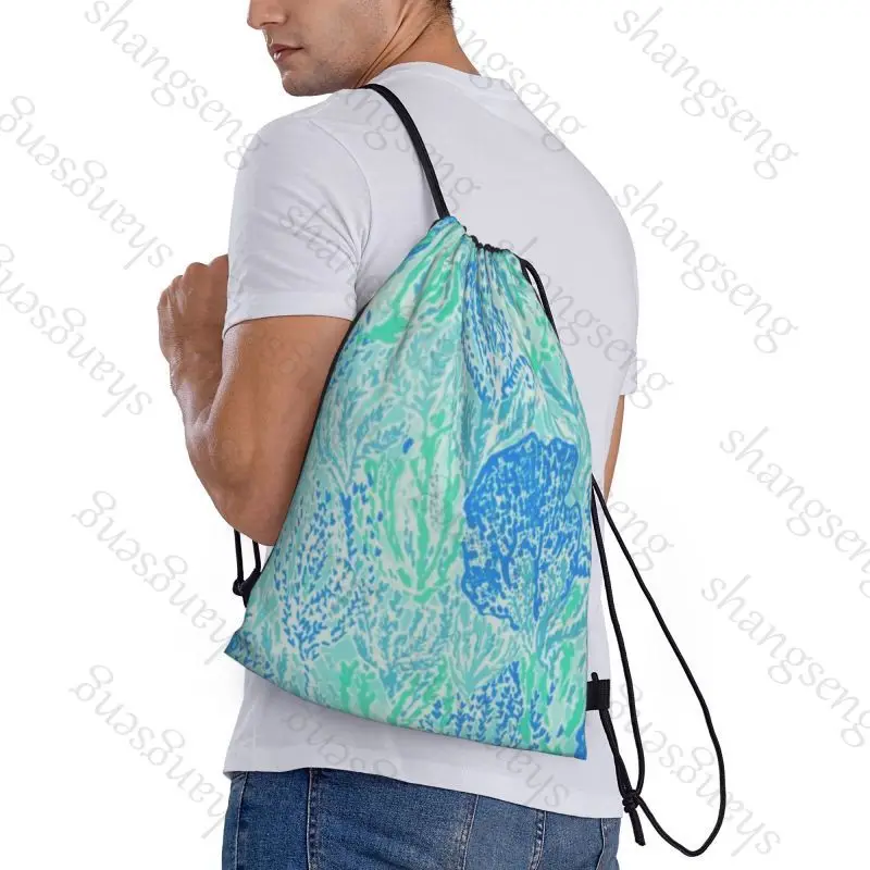 Drawstring Bag Sports Backpack Bundle Pocket Basketball Bags Boy Birthday Christmas Shoe Sports Bag Marine creature sea turtle