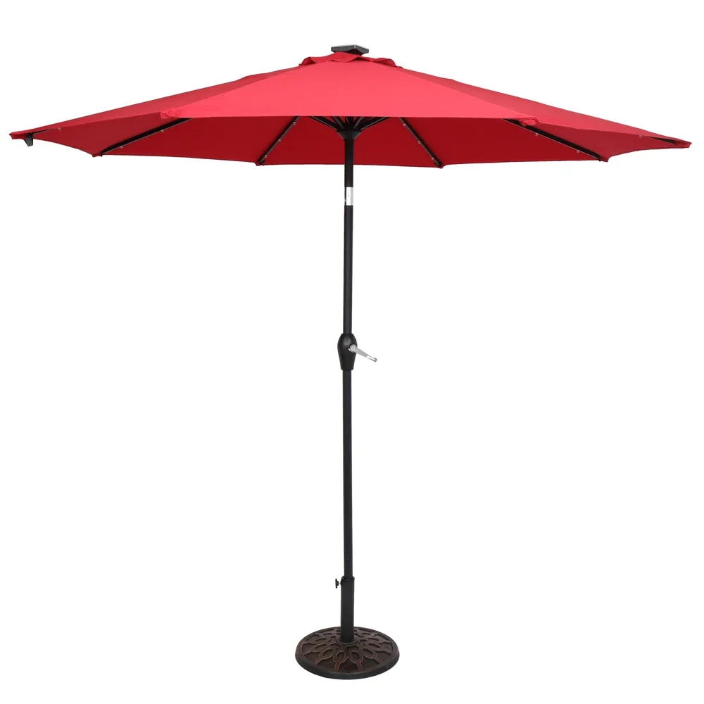 9FT Outdoor Patio Light Umbrella Polyester Cloth Waterproof Folding Sunshade 270x270x243CM Wine Red/Top Color Easy to Use[US-W]