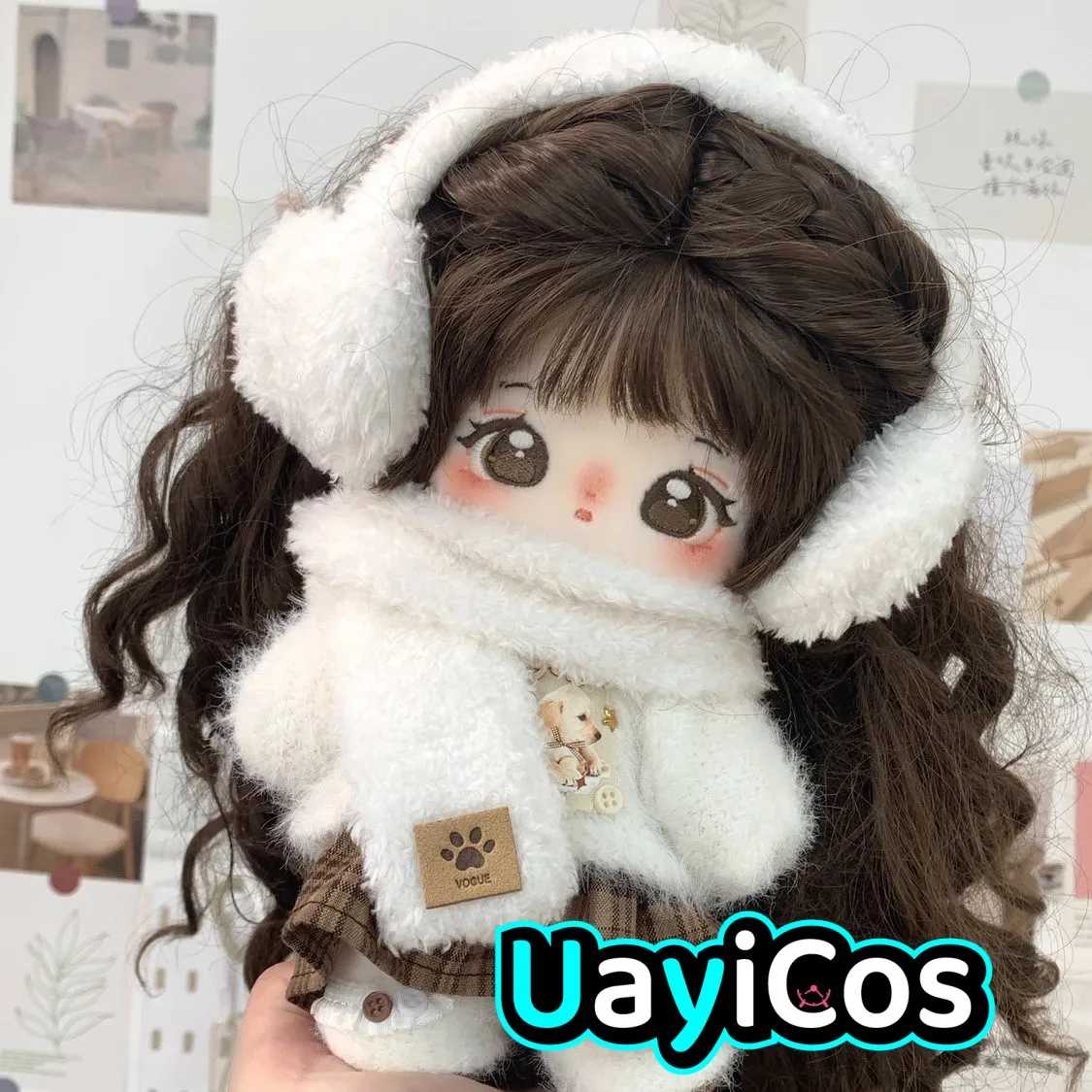 20cm Clothes Cute Courier Sweater Muffler Ear Shield Lolita Dress Skirt Suit Stuffed Plushies Plush Doll Accessories Anime Toy K