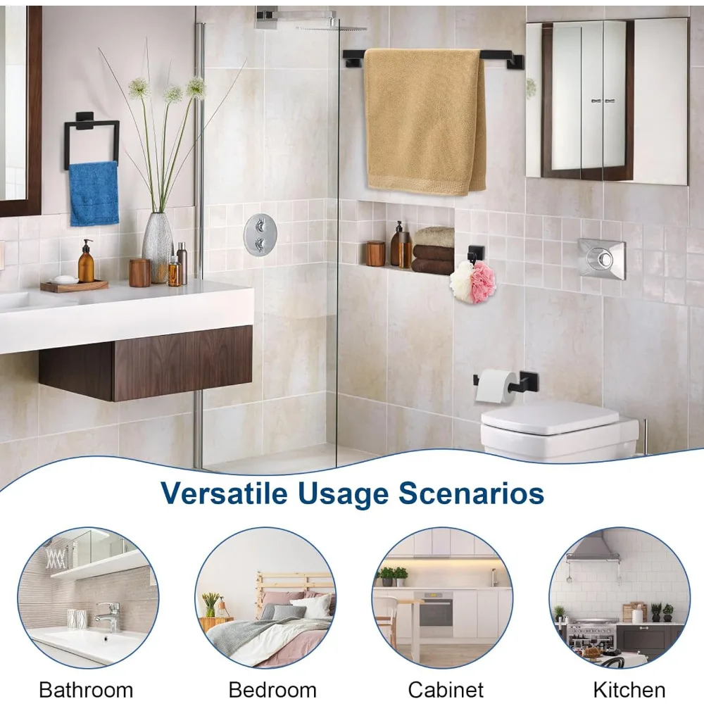 

15 Pieces Bathroom Hardware Set, Matte Black Bathroom Accessories Set, Towel Racks for Bathroom, 23.6 Inch Bath Towel Bar Set