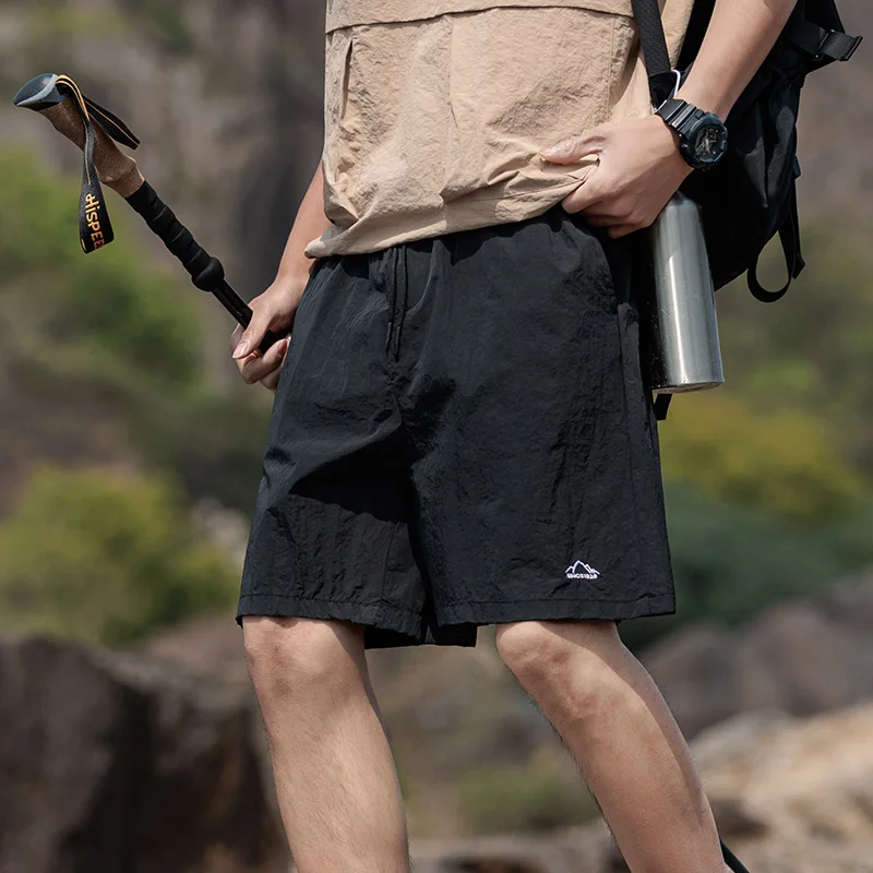 Men Summer Embroidery Shorts Outdoor Hiking Fashion Shorts Jogging Breathable Short Pants Male Shorts Simple Baggy Sports Shorts