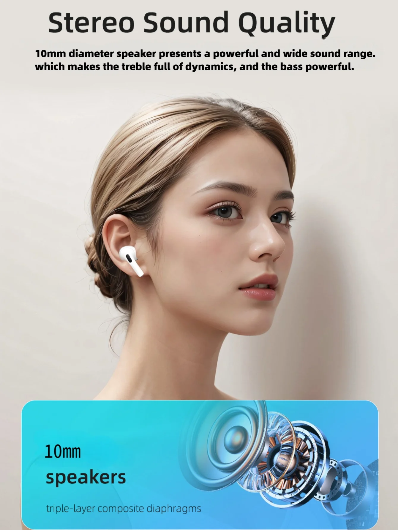 سماعات TWS اللاسلكية - للرياضة. صوت ستيريو وموسيقى ستيريو عالية الدقة وميكروفون. سماعات الكمون المنخفض.