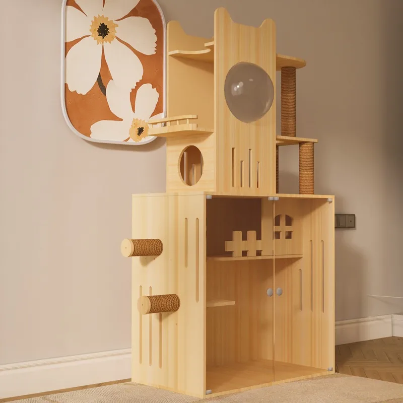 Solid wood household multi-layer toys play residential pet toys cat nest