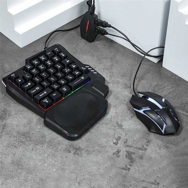 

For PUBG 35Key Ergonomics RGB Gaming Keyboard +Keyboard And Mouse Converter+Mouse 5 In 1 Mobile Game Combo Kit