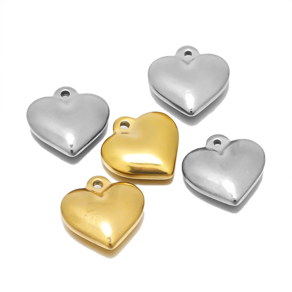 5Pcs Stainless Steel Large Heart Charms Pendants for Women DIY Jewelry Making Charms Components Accessories