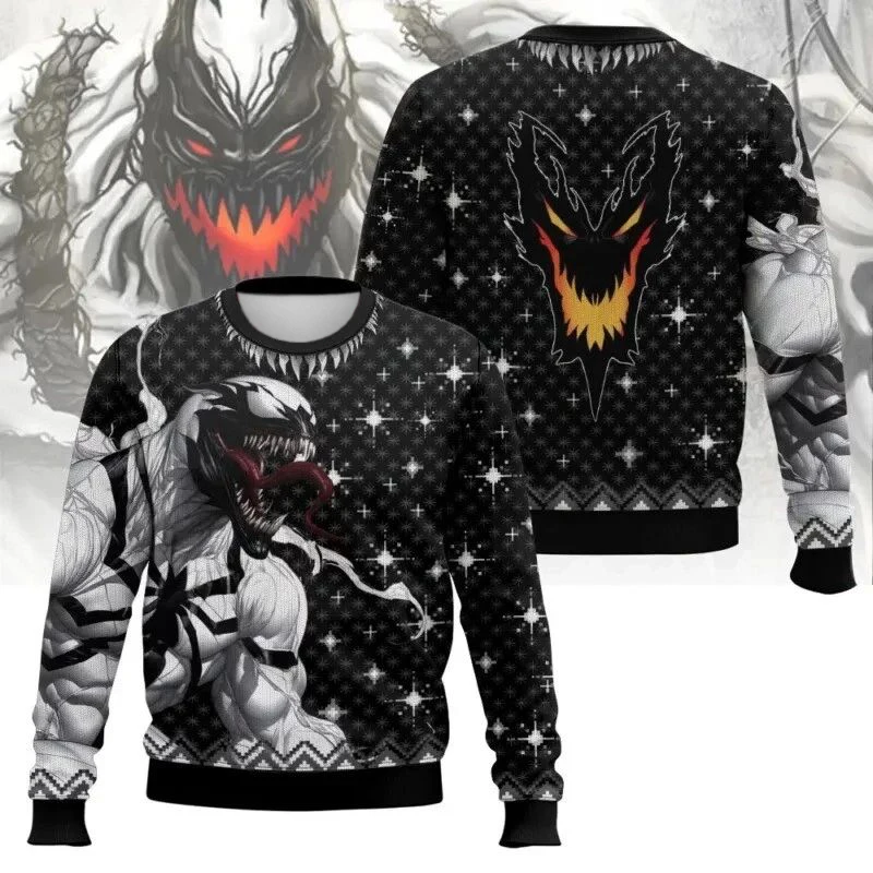 بلوفرات عيد الميلاد القبيحة من Venom للرجال والنساء ملابس بنمط نجمة احتفالية داكنة هدايا عيد الميلاد المثالية موضة 2026 ملابس أطفال