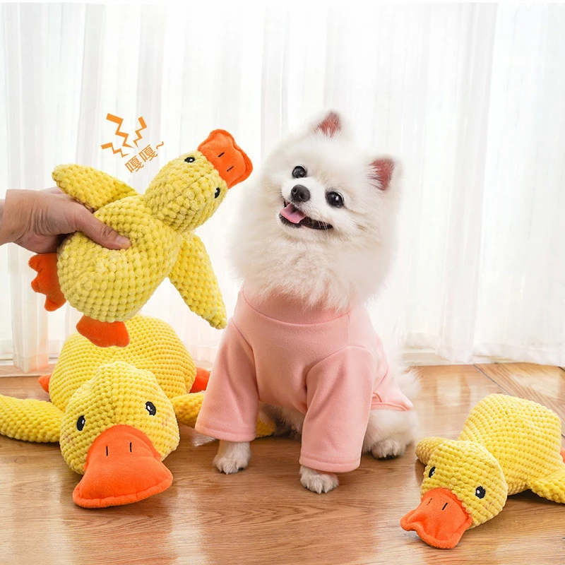 

Dog Calming Duck Pet Plush Toy Bite Resistant Sleeping Sound Making Small Yellow Duck For Small Dogs Golden Retriever Chew Toys