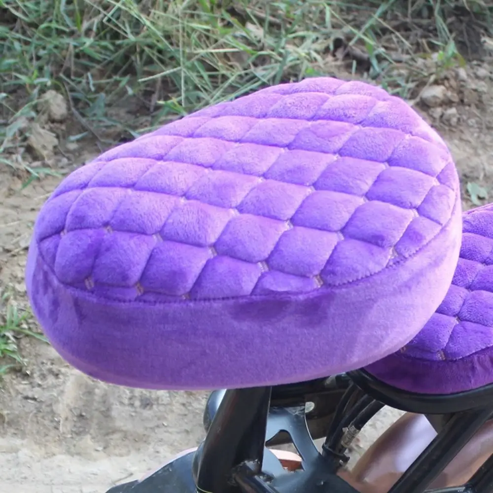 

1 Set Flannelette Electric Bicycle Seat Cover Plus Fleece Soft Thickening Seat Cover Purple Warm Sun Protect Seat Cover