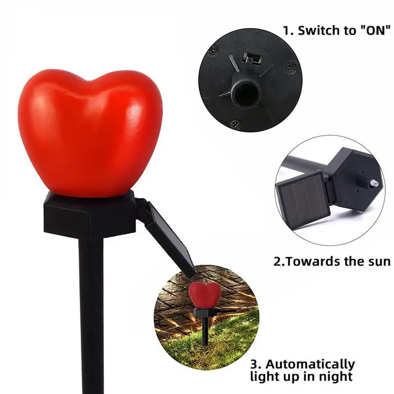 Solar Heart Garden Stake Lights LED Landscape Light Heart waterproof Stake Light for outdoor Garden Yard Patio decoration