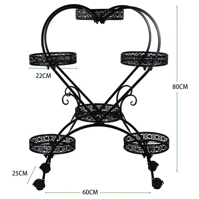 Best Seller Heart Shaped Plant Stand Set Home Decoration 6 Trays Steel Metal Flower Display Stand for Indoor Outdoor