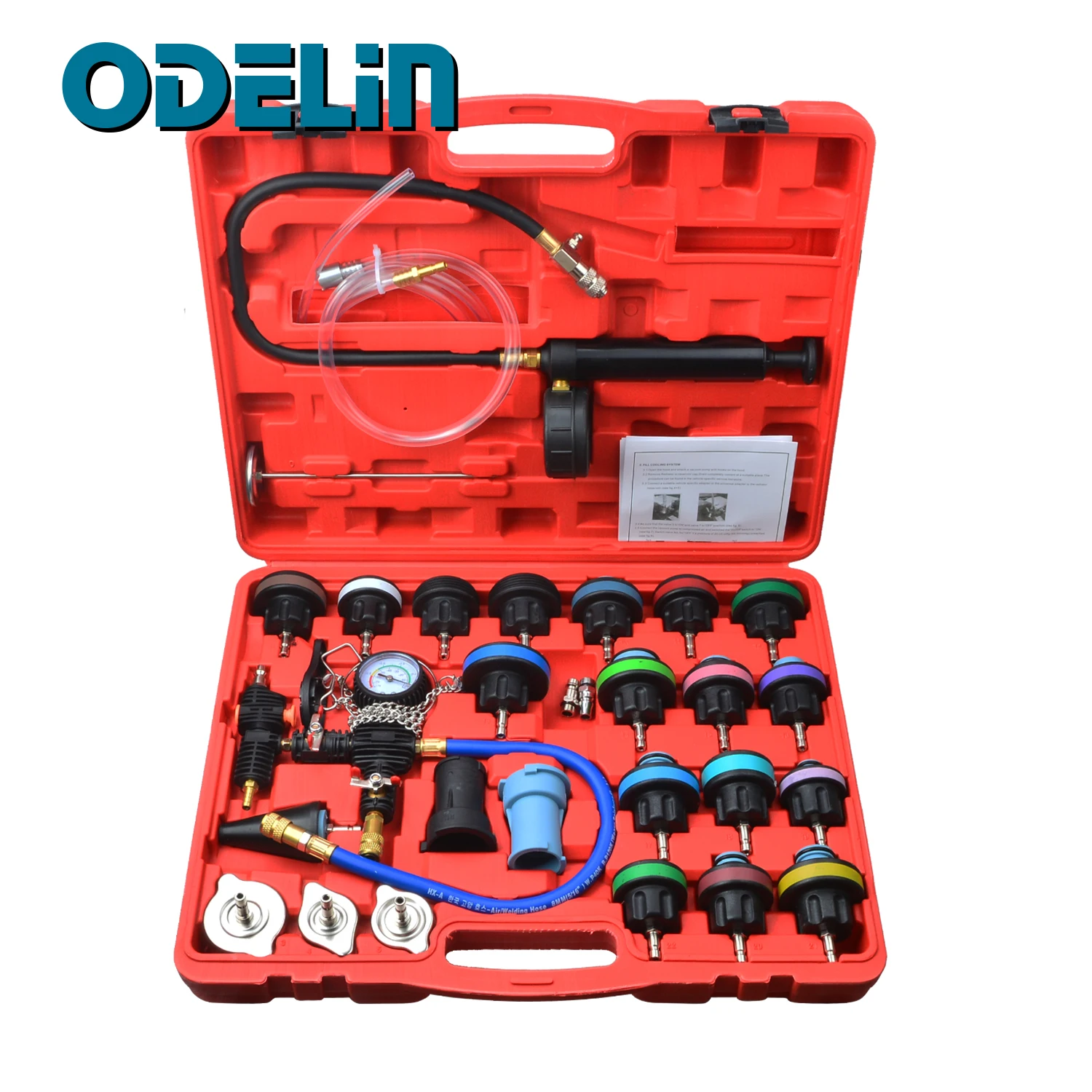 28/29Pc Universal Radiator Pressure Tester Vacuum Cooling System Tool Refill Set