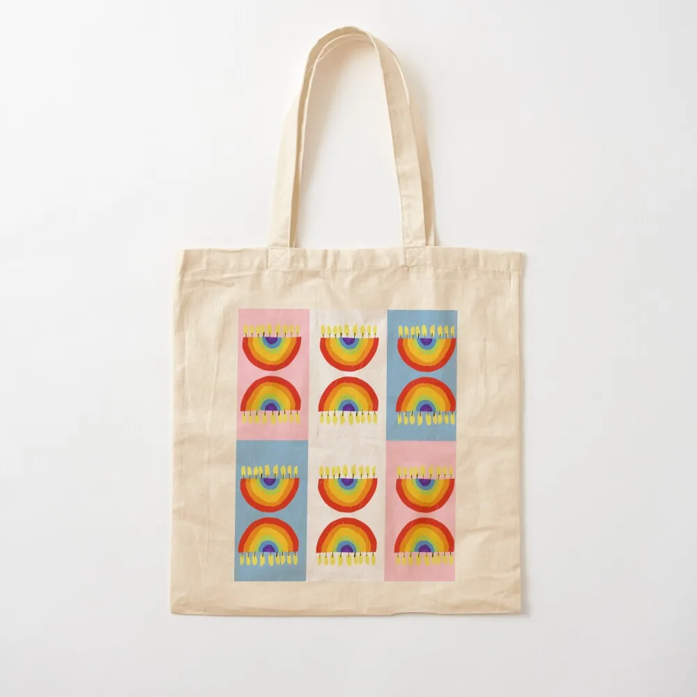 

Rainbow Chanukiah Trans Grid Tote Bag Women's shopper Fabric bag Canvas Tote Bag