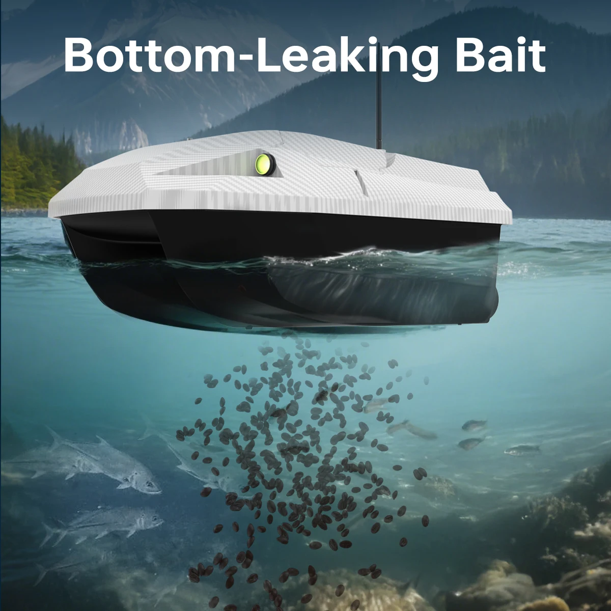 Barco Cebador con GPS LOKEEVAN D50E, 15600*2 mAh, 12V, GPS+Beidou, Doble Posicionamiento, con Sonda, Detección de Profundidad y Temperatura del Agua, Tres Modos de Velocidad, Control Remoto Inalámbrico 2.4G, 360° ° Barco Cebador de Pesca con Joystick Direccional y Velocidad de Navegación de 1.7 m/s