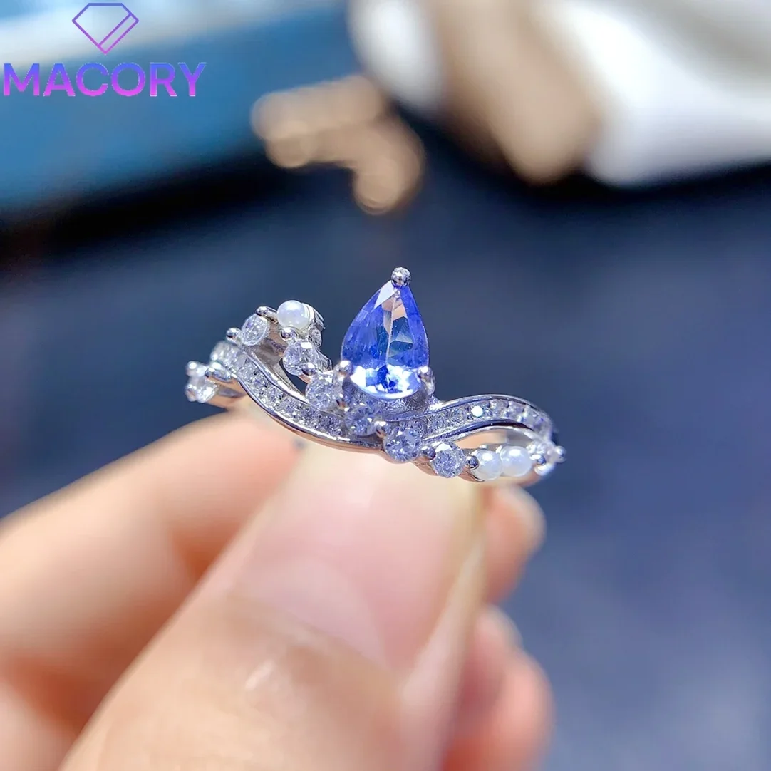 Wedding natural tanzanite ring female luxury sterling silver 925 send free gem luxury brand replica Valentine's Day boutique.