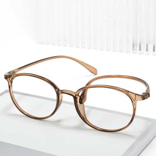 Imagen 2 del producto CCspace TR90, gafas ultraligeras redondas con bloqueo de luz azul para miopía, lentes graduadas para mujer, montura de gafas para hombre