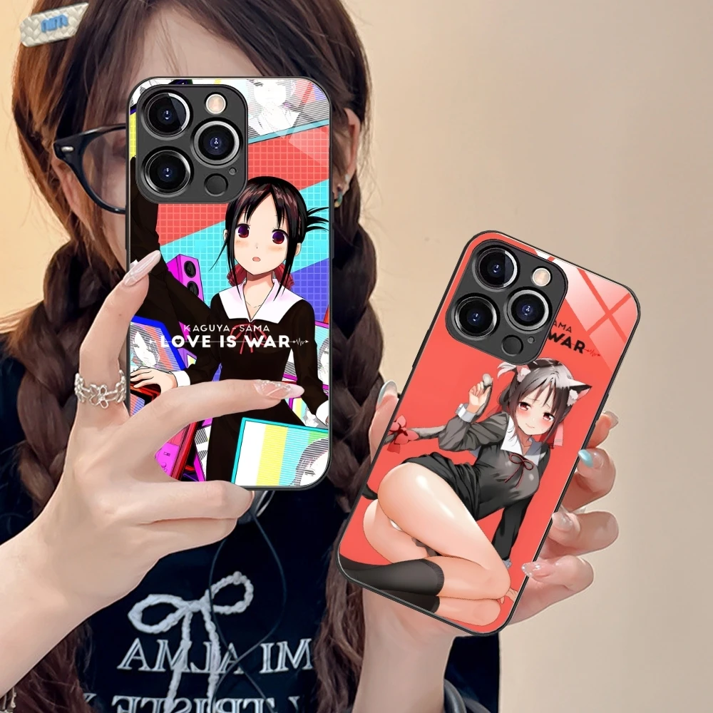 Kaguya Sama Shinomiya Mobile Phone Case for iPhone 15 14 13 12 11 X XR XS 8 Pro Max Plus Mini PC Glass Phone Cover Shell