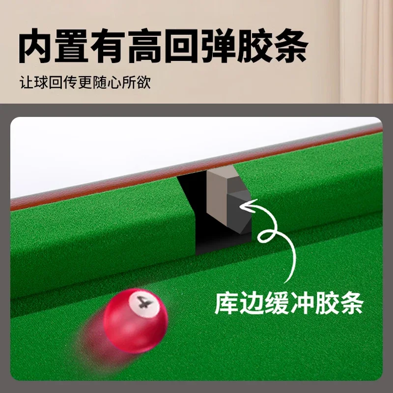 Afbeelding 4: Hoogwaardige vijfpunts biljarttrainingstafel, leren bibliotheek met plakstrip, opvouwbare ijzeren beenbeugel om te spelen