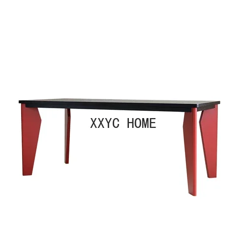 Dining Table French-Style Mid-Ancient Rectangular Table Household Solid Wood Dining Tables and Chairs Set