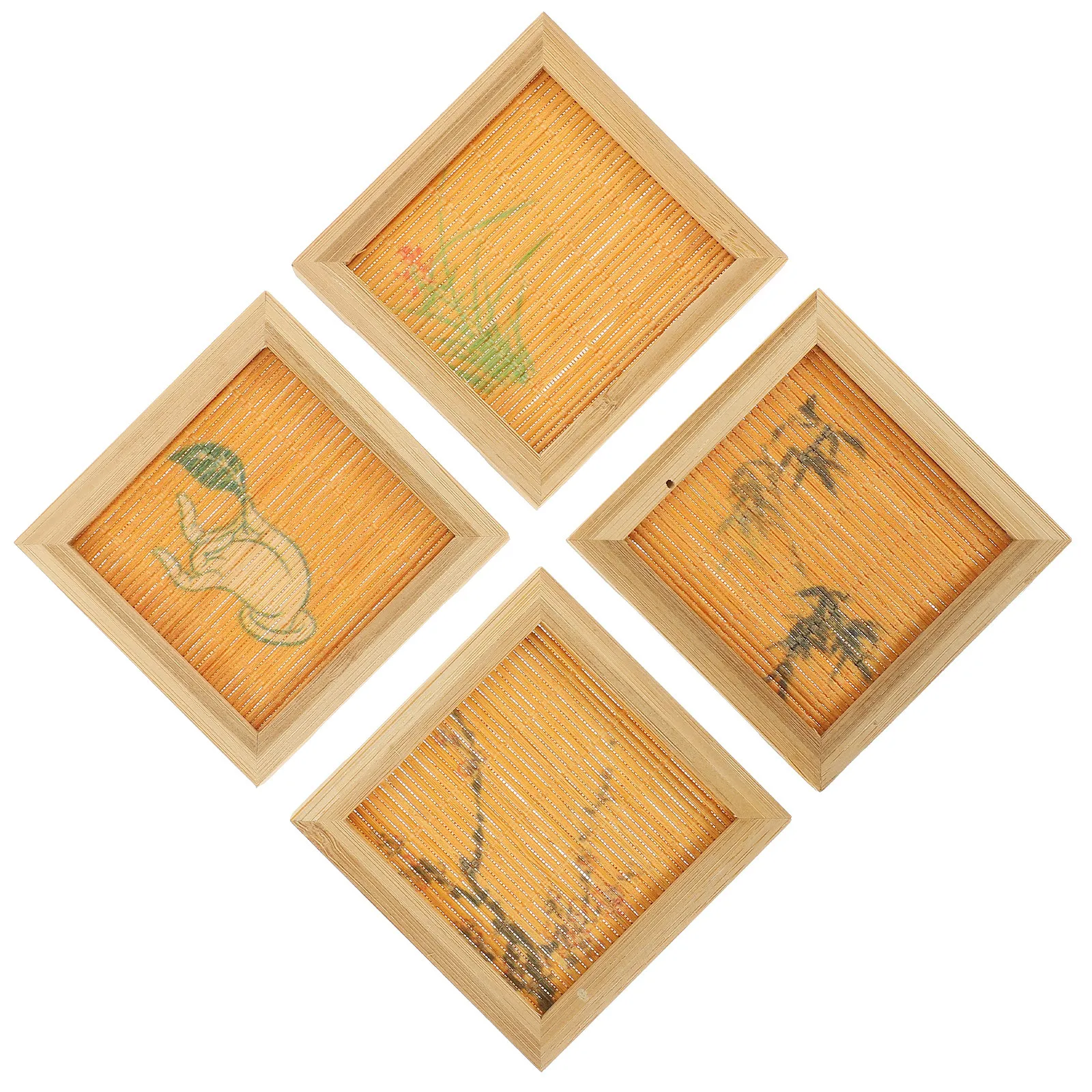 

4Pcs Bamboo Cup Mats Heat Insulation Coasters for Drinks Anti-Slip Table Protection Suitable Home Restaurant Coffee Shop Use