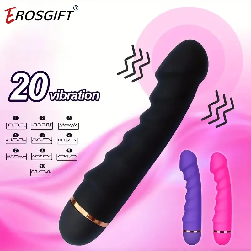 Mini Wave Type 20 Frequency Vibrator Women G-Spot Clitoral Stimulator Realistic Penis Dildo Vagina Masturbator Couple Sex Toy