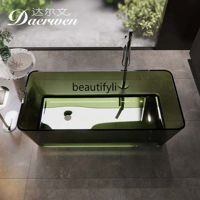 

ARectangle bathtub Color Household resin bathtub Integrated independent transparent crystal bathtub