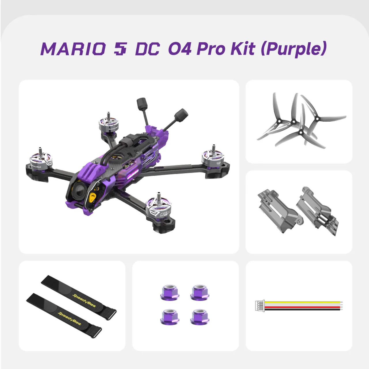 SpeedyBee Mario 5 DC / XH 5 pouces FPV Freestyle Drone Quadcopter - Kits d'alimentation WTFPV / O4 Pro