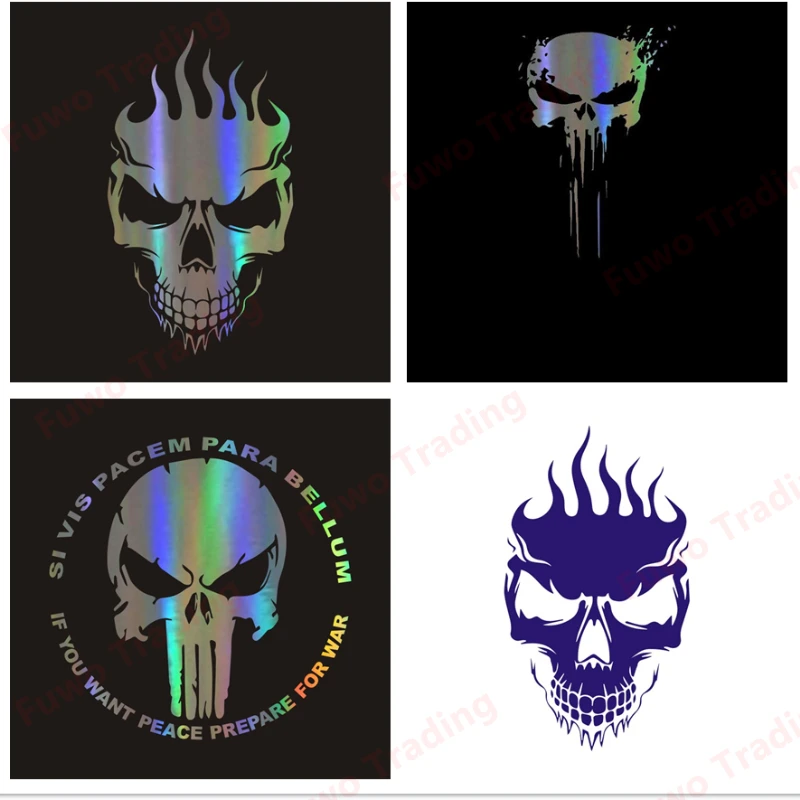 Fashion Personality Car Sticker Punisher Skull Vinyl Decal Laptop Windshield Motorcycle Bumper Trunk Sunscreen Decoration PVC