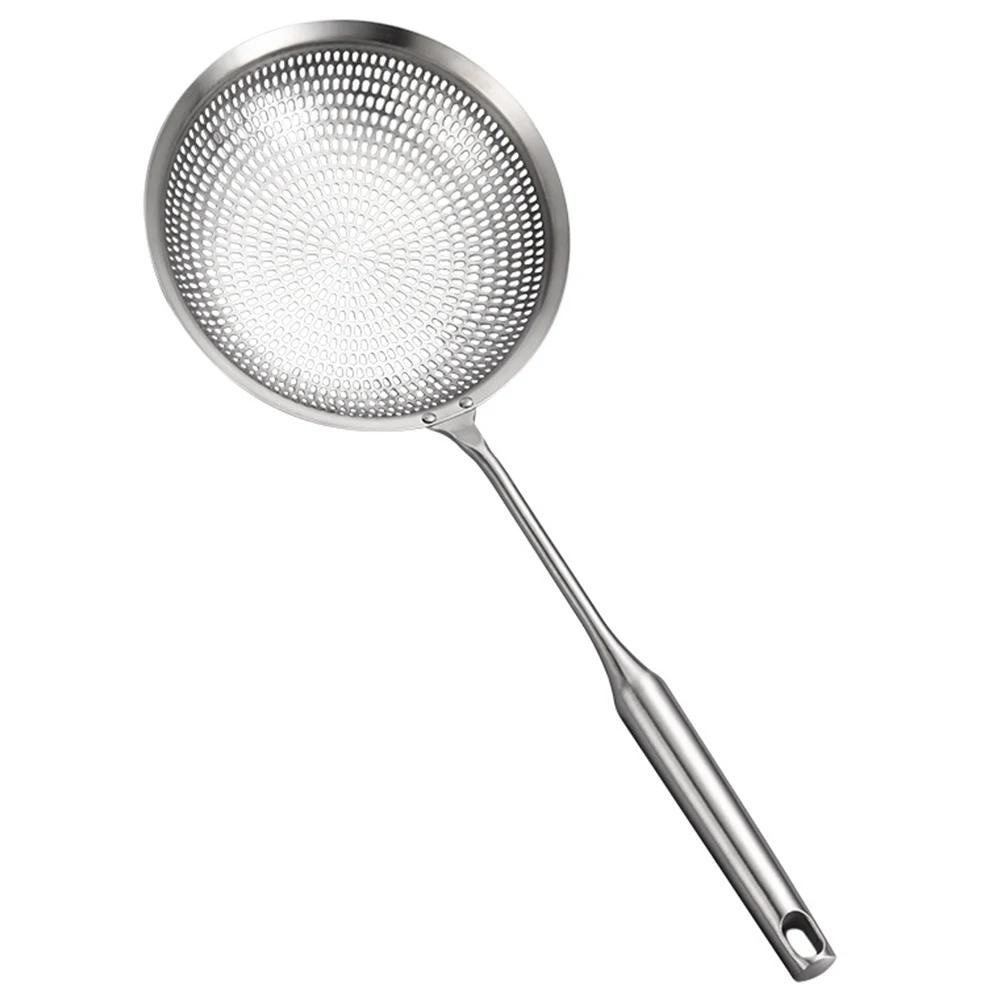 

Stainless Steel Scoop Handle Fine Mesh Strainer Spoon Heat Resistant Oil Splatter Sifter Food Serving Colander Spoon Hot