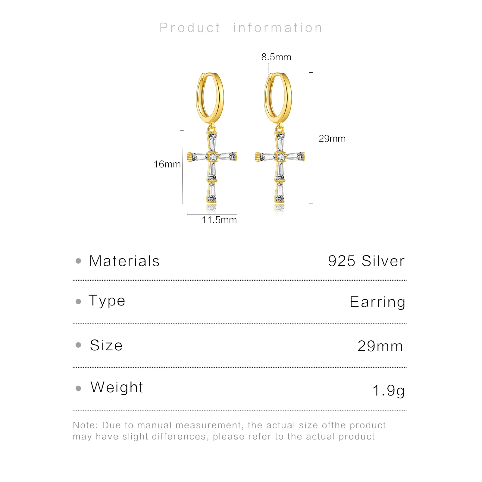 ANDYWEN 925 Sterling Silver Gold CZ Zircon Cross Drop Earring 2026 Luxury Crystal Trapezoidal Ashlar Clips Pendiente Gift 6