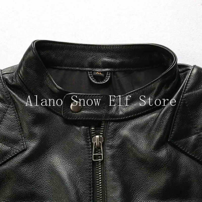 Fashion 2025 New Cowhide Leather Jacket Men's Black Clothing Motorcycle Biker Coats Natural Genuine Leather Casual Jackets
