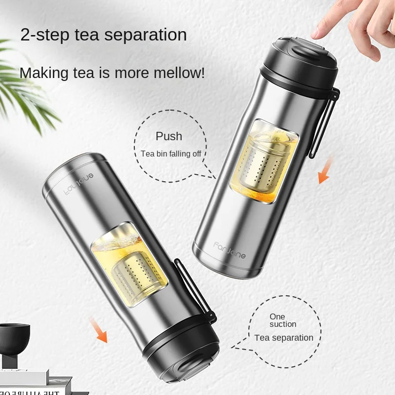 600ml Tea Thermos Bottle Cup with Magnetic Filter Infuser Coffee Stainless Steel Vacuum Flask Keep Cold Hot Travel Business Gift