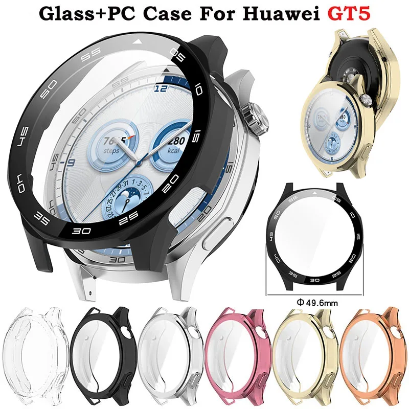 Tempered Glass Screen Protector Case for Huawei Watch GT 5 46mm Hard PC Protective Bumper for Huawei GT5 46 Cover Accessories