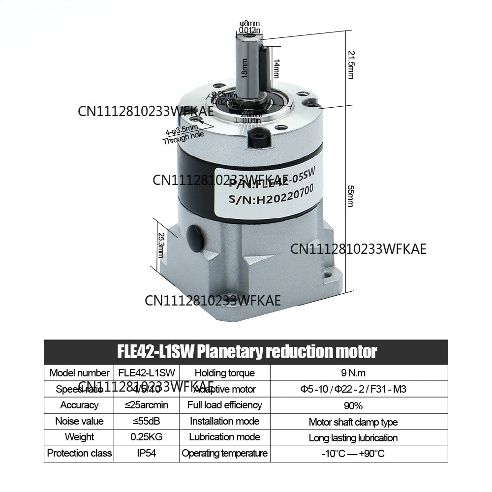 High Precision Planetary FLE42-LSW Gearbox Speed Reducer for Nema17 42 Stepper Motor ratio 4/5/10/20/25/50 input 5mm output 8