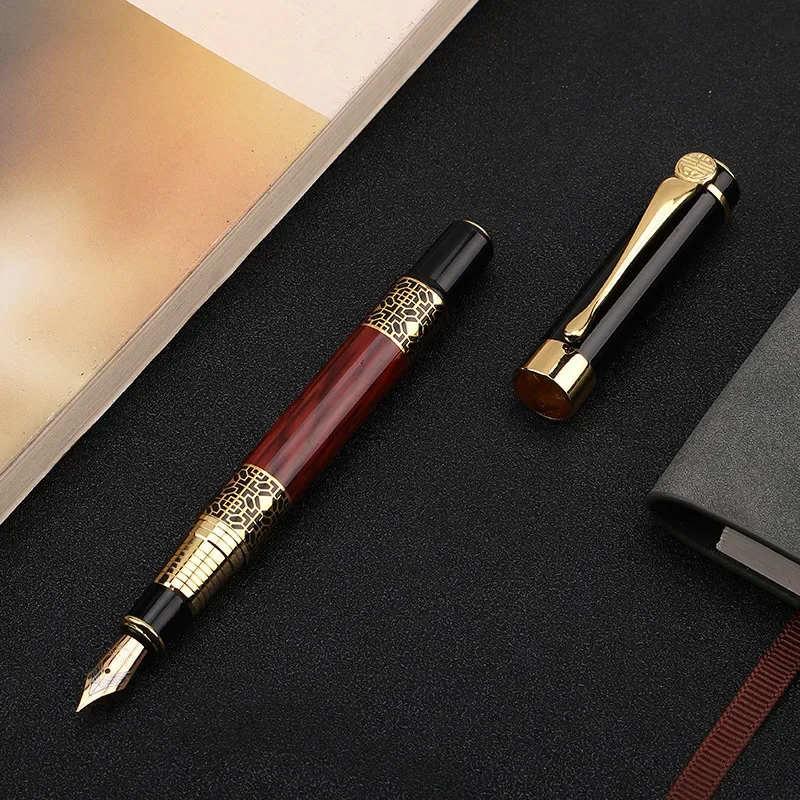 1Pcs Classical Business Fountain Pen Wood Grain High-Grade Metal Signature Ink Pen Business Pens office School Supplies