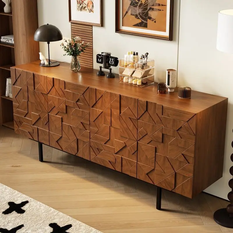 

Internet celebrity solid wood side cabinet dining side Nordic simple locker entrance modern living room light luxury wall