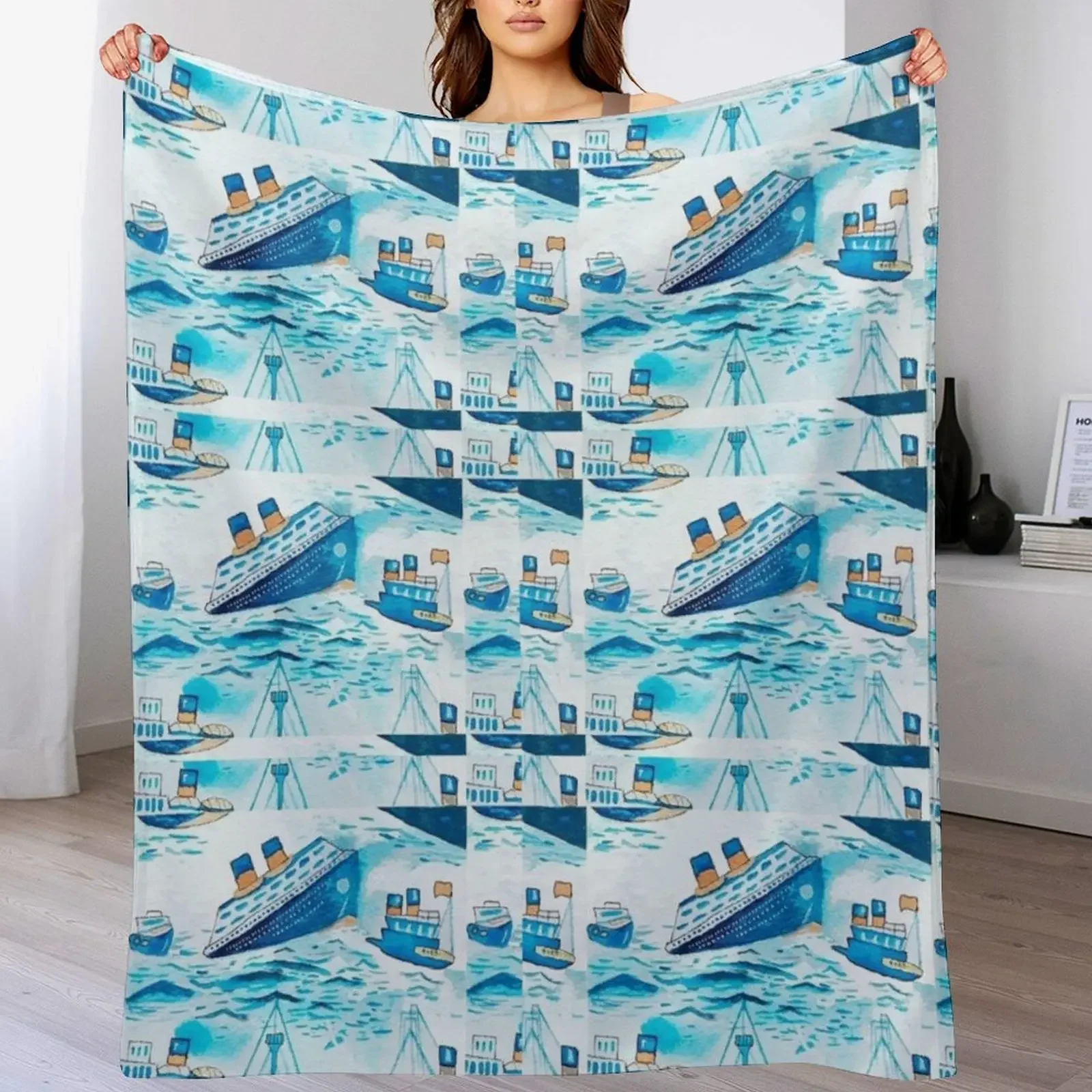 Ferry Boat Scrub Cap Throw Blanket Versatile Cozy Throw Blanket for All Occasions