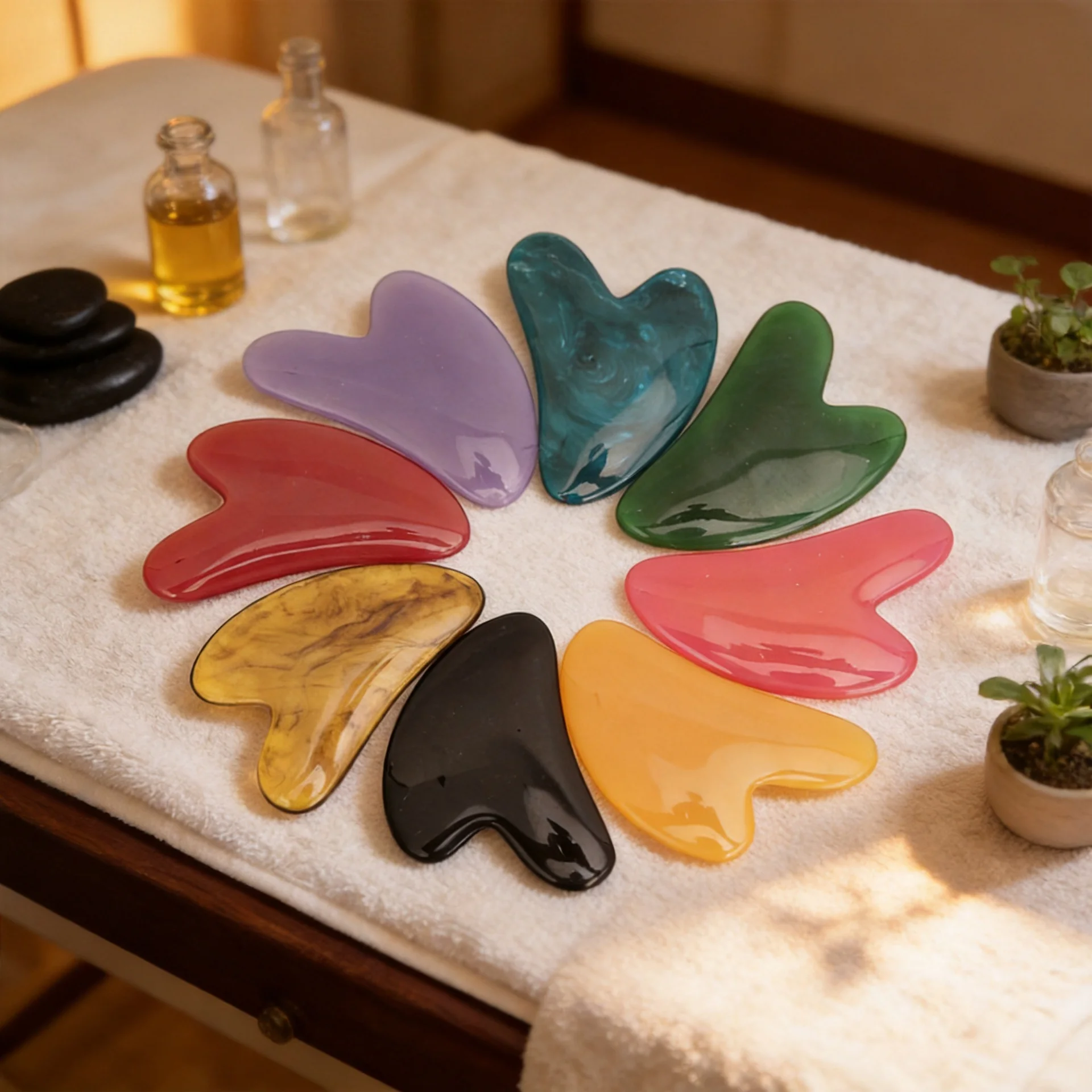 Heart Shape Resin Gua Sha Board Facial Massage Scraper Face Neck Body Skin Care Tool for Spa Salon Home Use