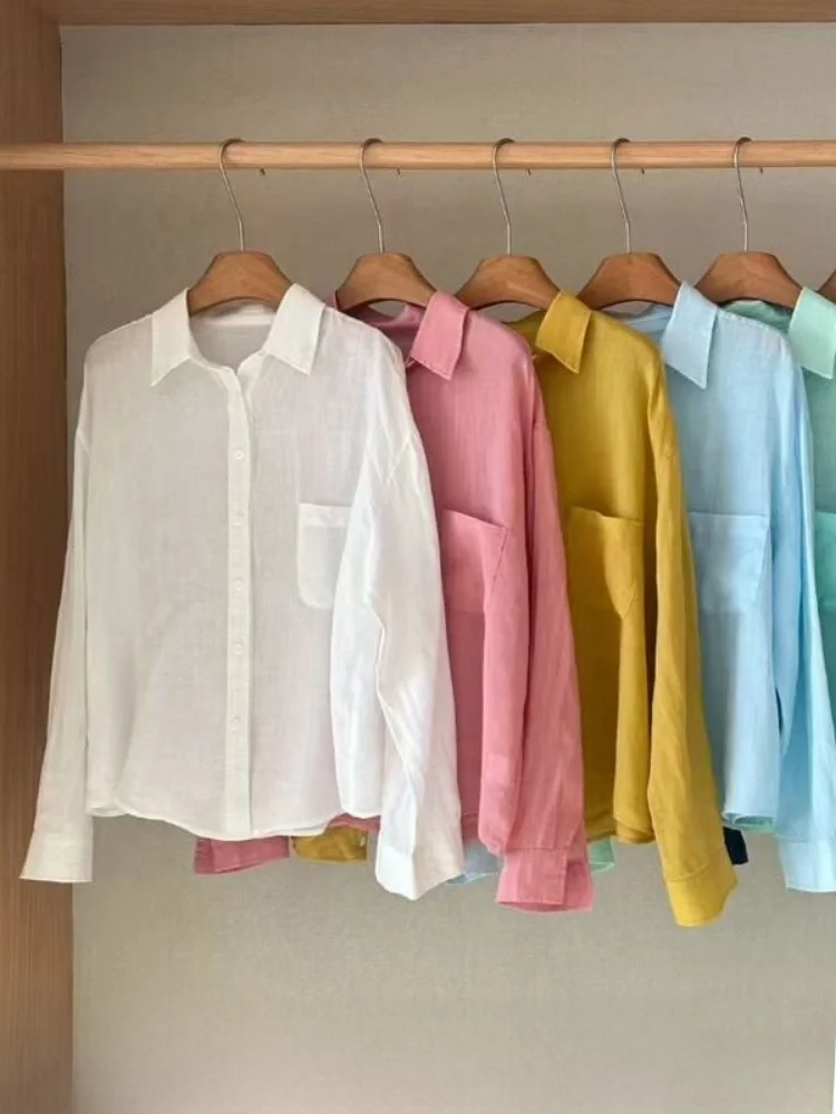 

Women's Casual Long Sleeve Shirt Breathable Comfortable Linen Summer High-End Feeling Loose Fit Fashionable Shirt