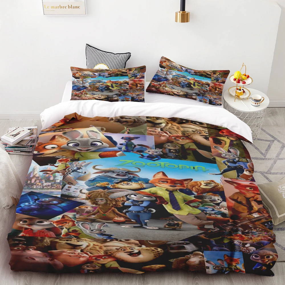 

Judy Hopps Nick Wilde Duvet Cover Set Cartoon best gifts boys girls Soft and comfortable Twin Full Queen King Size comfortable
