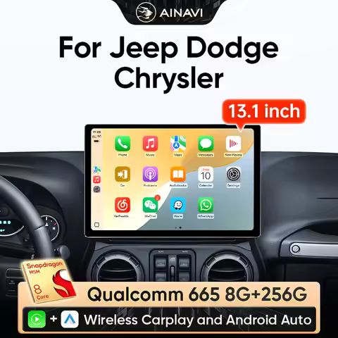 Ainavi 13.1 Inch Android Radio For Jeep Chrysler Dodge Compass Caravan Ram 1500 Car Multimedia Player Auto Wireless Carplay Navi