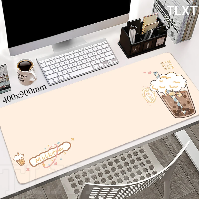 Cute Milktea Large Mouse Pad Kawaii Computer Mousepads Gaming Mousepad Keyboard Mat Gamer Mouse Pads Desk Mats 100x50cm