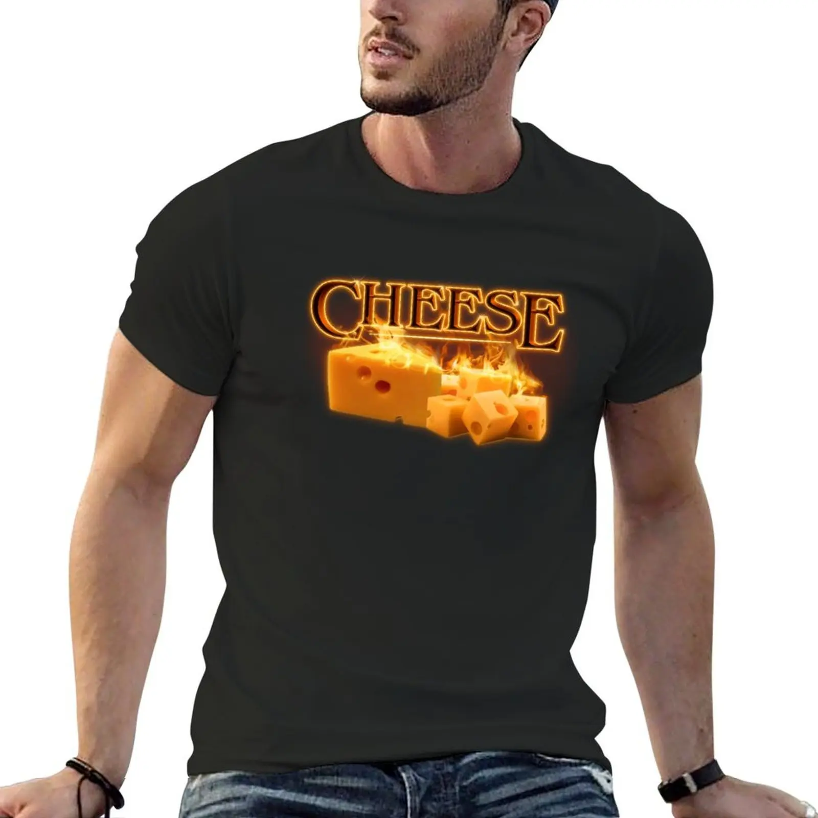 

Cheese: but cool and on fire T-Shirt graphic t shirts kawaii clothes cotton graphic tees sublime fitted t shirts for men