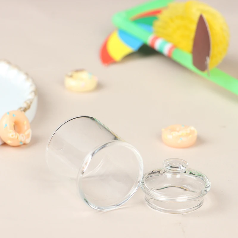 Mini frasco de vidro de borosilicato alto para brincar com comida, acessórios para casa de boneca