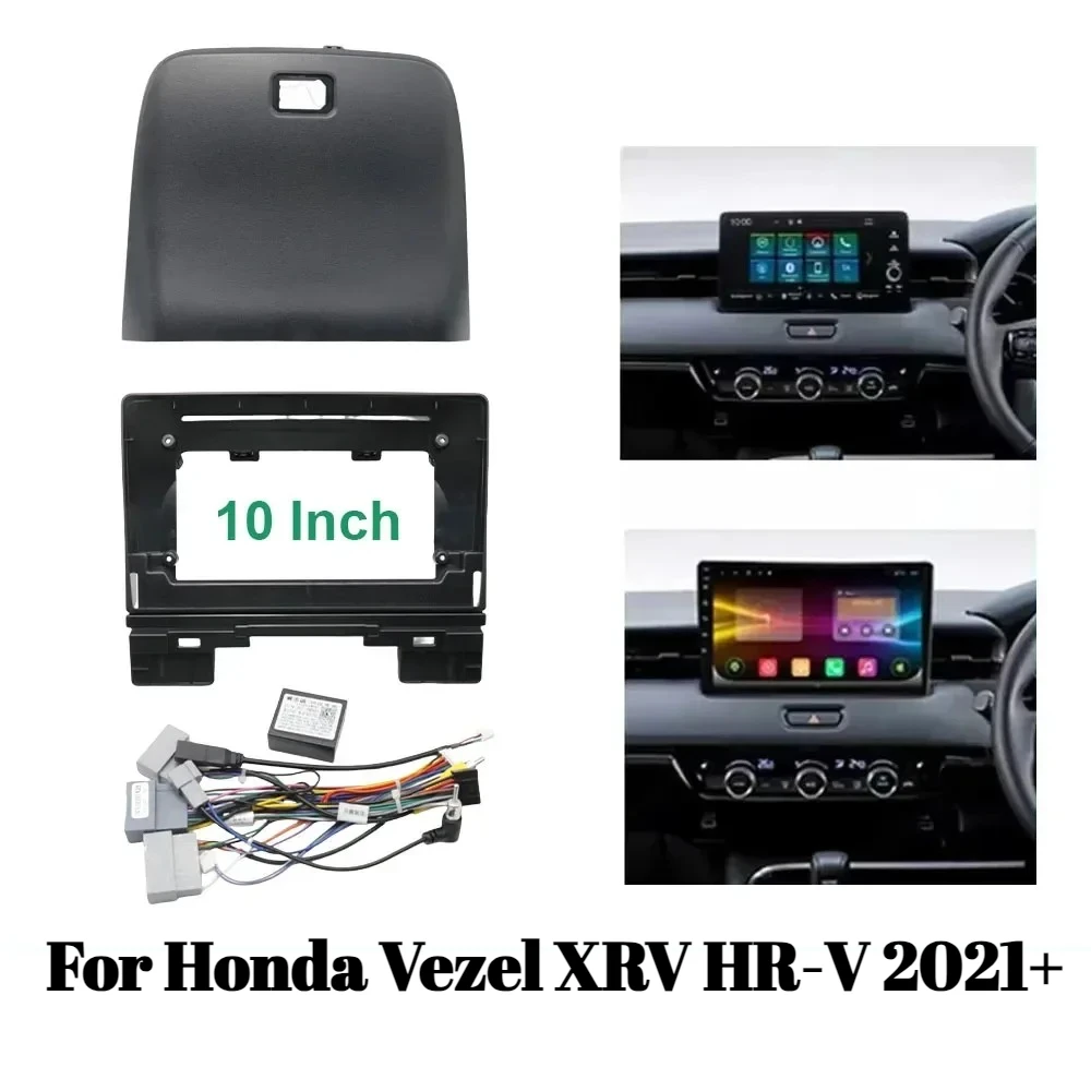 10 Inch Car Radio Fascia Frame for Honda Vezel XRV HR-V 2021+ Android 2DIN Dash Panel Adapter Kit with Canbus Decoder
