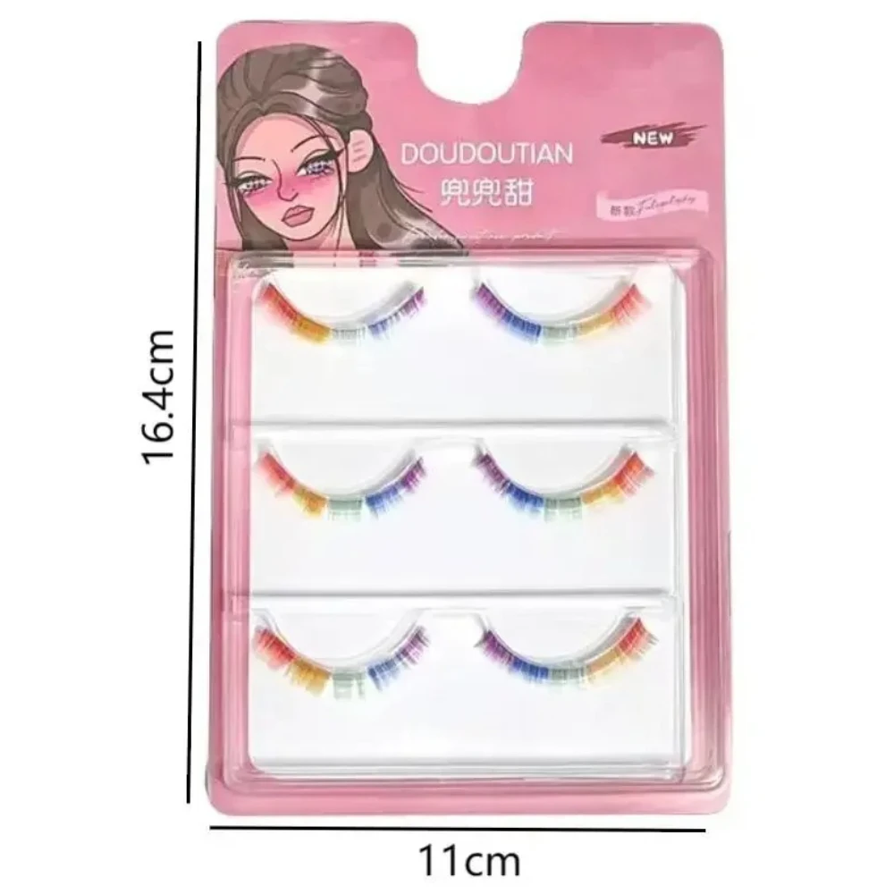 

3 Pairs Colorful Lower Eyelash for Girls Full Stripe Natural Manga Fairy False Lashes Rainbow Color Transparent Terrier Eye Lash