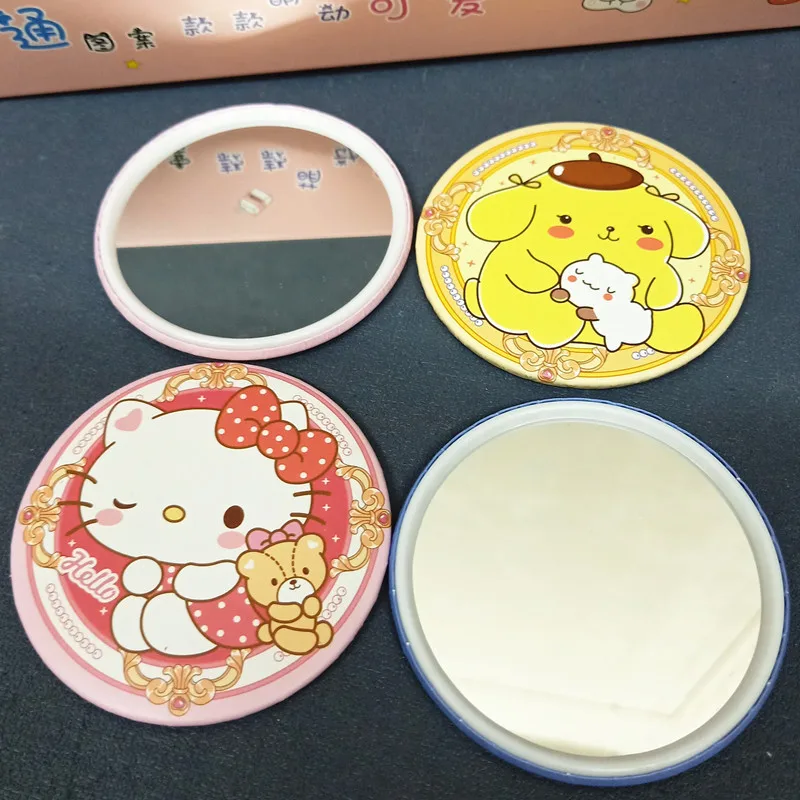 36pcs Sanrio Kuromi My Melody Pompompurin Round Mini Mirror Girls Kawaii Portable Makeup Mirror Single Mirrors Gifts Wholesale