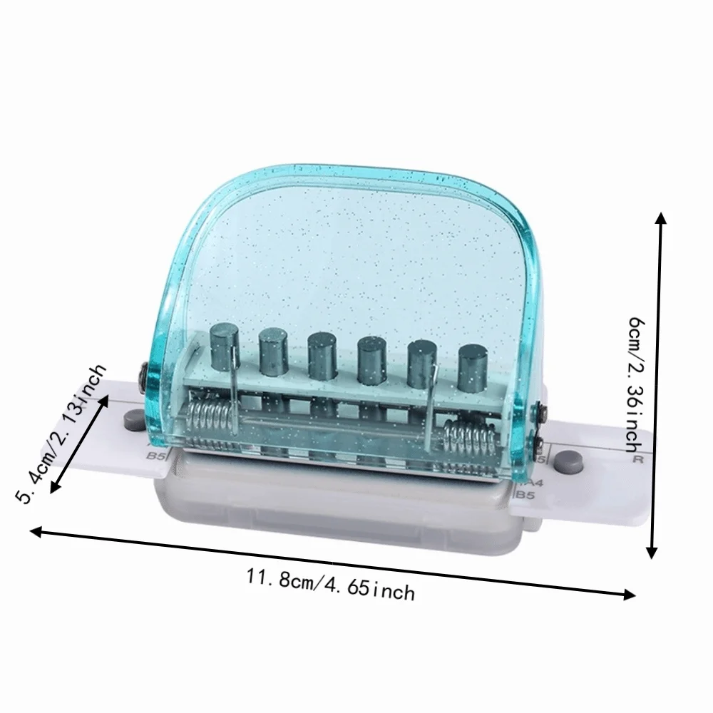 6-Hole Binder Hole Puncher A4 A5 B5 Transparent Paper Punching Machine Round Hole Manual Punching Loose Leaf Hole Puncher