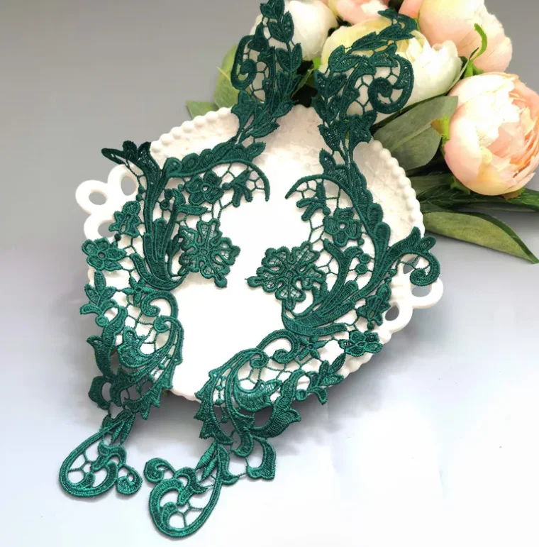 25 Farben, 10 Stück = 5 Paar. Wasserlösliche Spitzenstickerei-Accessoires für Hochzeitskleider und formelle Kleider, Spiegelblumenstickerei
