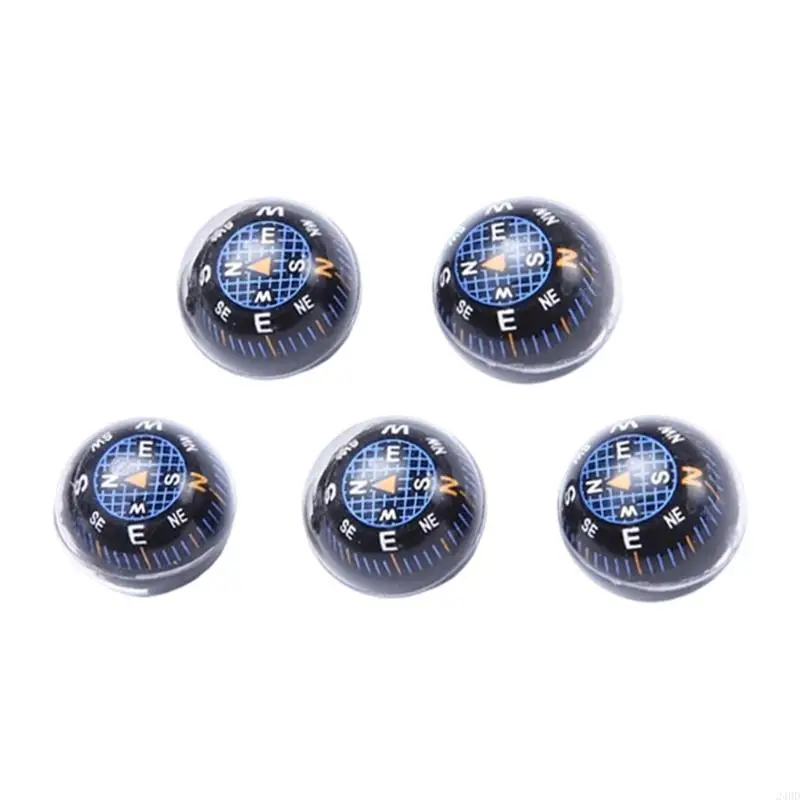 Practical Mini Bearing Reader Set for Camping Hiking, 5 Pack Round Trail Direction Aids with Plastic Shell and Clear Face 24BD